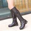 Boots Rome Style Lace Up Knee High Boots Platform Winter Female Shoes Plus Size 35-43 Solid Botas Mujer Fgb789