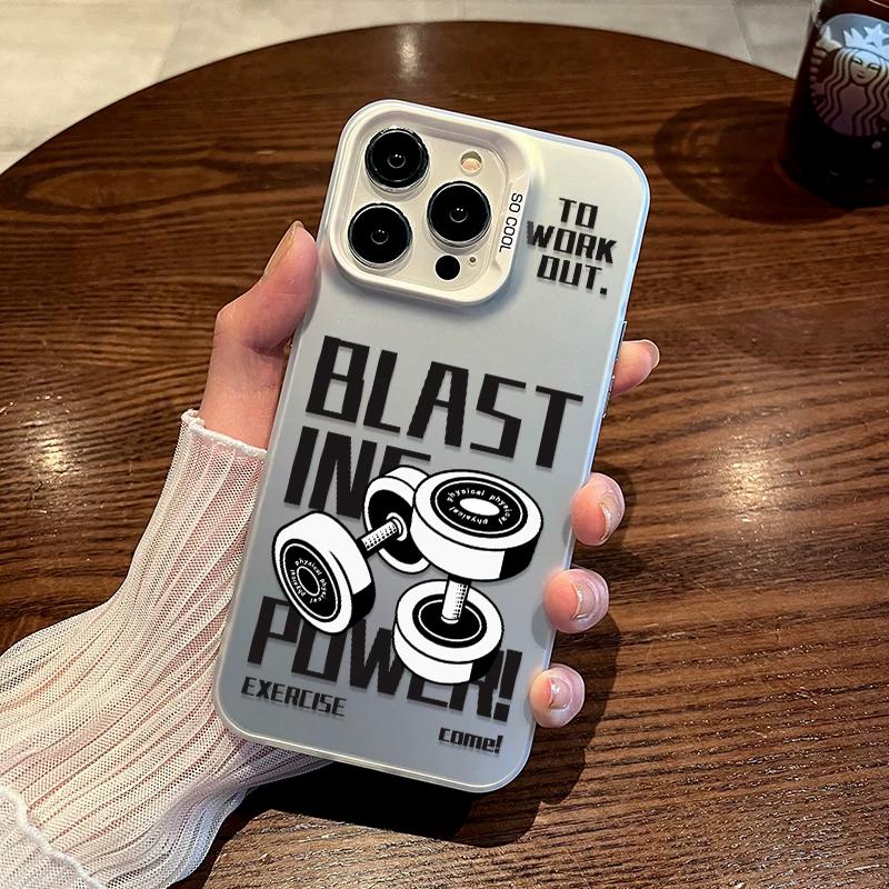 Fitness Dumbbell Gym Motivation TPU Phone Case For IPhone 15 14 13 12 11 Pro Max X XR XS 8 7 Plus, Shockproof Protective Cover