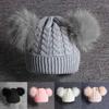 Childrens Baby Knitting Wool Hemming Hat Keep Warm Winter Hiarball Ball Cap