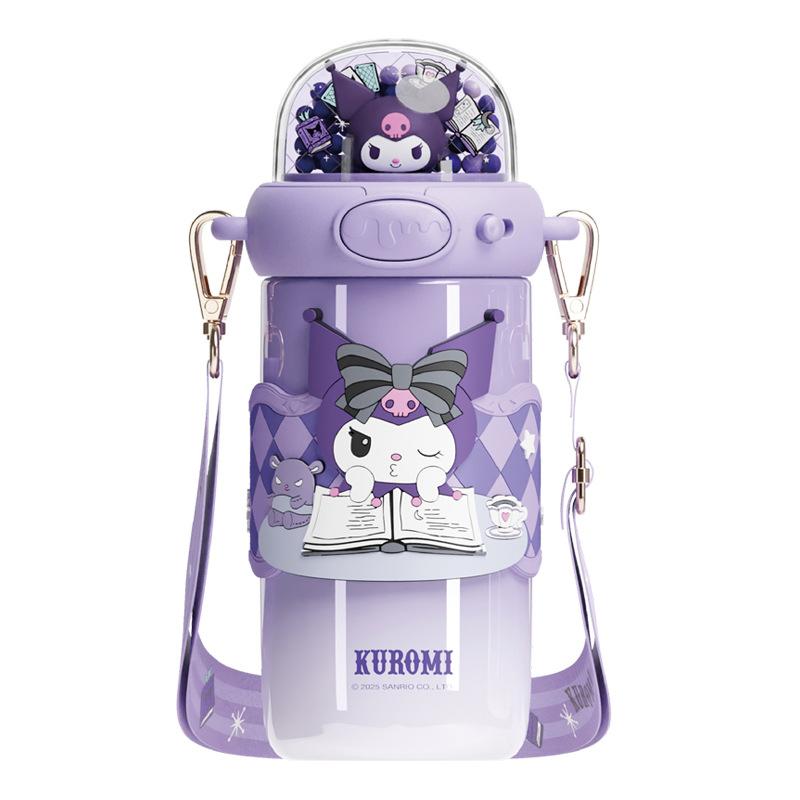X&W Sanrio Термокружка с трубочкой Мультяшная Куроми Бутылка для питьевой воды Вакуумные фляги из нержавеющей стали с 3D креативной крышкой Подарки для детей