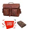 Кожаный портфель, сумка для ноутбука, сумка-мессенджер, 16 дюймов, лучшая кожаная сумка ручной работы, коричневая, большая. С комбинированным кожаным дневником
