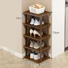 Bamboo Entryway Shoe Rack 3/5/7 Tiers Heavy Duty Wooden Free Standing Rustic Living Room Bedroom Closet Shoes Boots Organizer Corner Storage Shelf