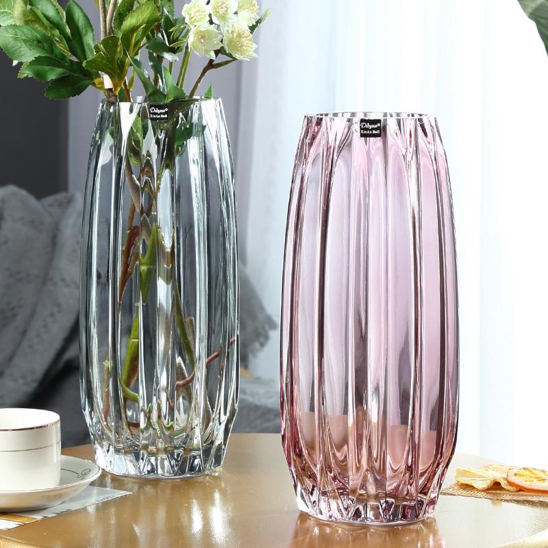 Nordic Simple Large Glass Vase Transparent Color Hydroponic Rich Bamboo Lily Rose Vase Living Room Flower Arrangement Ornaments