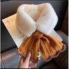 Women'S Knitted Fishtail Scarf New Splicing Fury Scarf, Imitation Otter Rabbit Hair Cross Plush Scarf