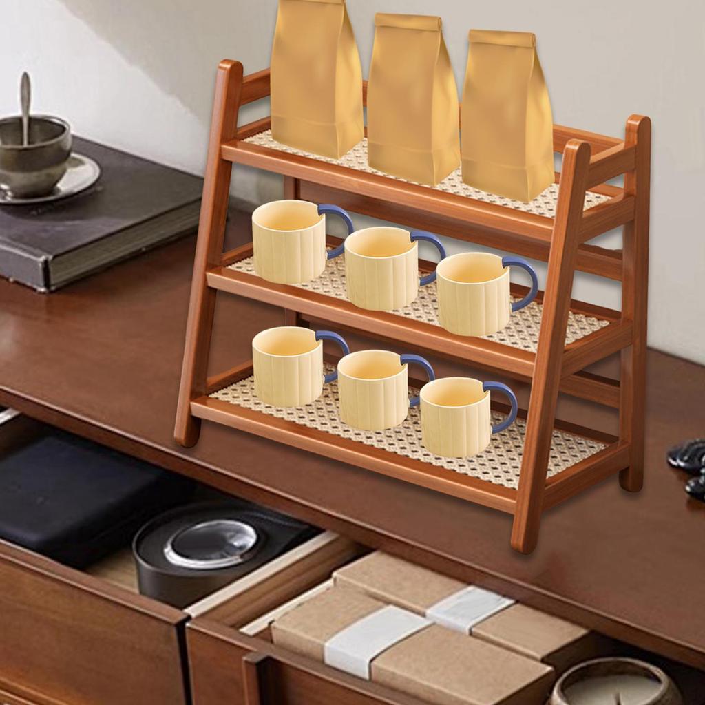 3 Tier Display Stand for Syrup Bottles And Cups On Kitchen Counter