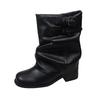 Fashion Shoes Female 2025 New Slip-on Women's Boots Fashion Belt Buckle Modern Boots Women New Round Toe Best Seller Mid-Calf Boots