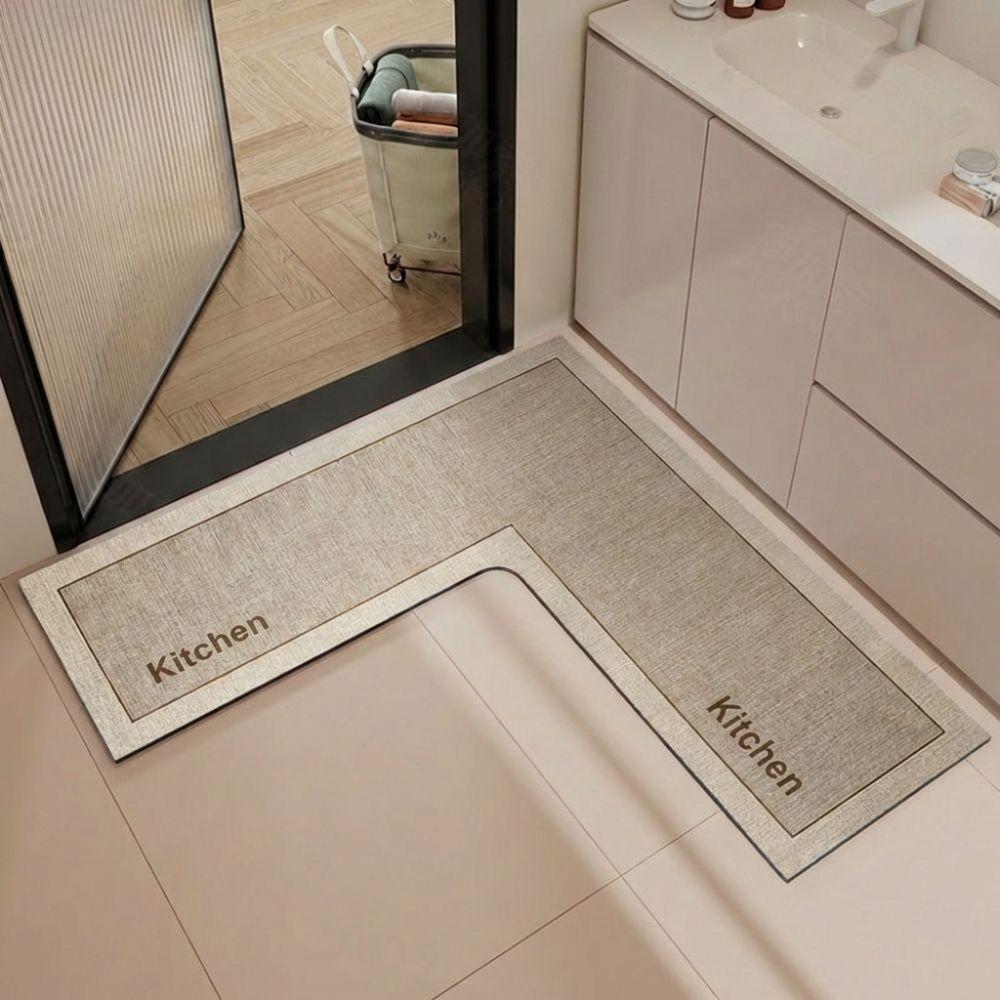 Water Absorbent Bathroom Mat L-Shaped Kitchen Corner Carpet Luxury Kitchen Rug For Home Corner