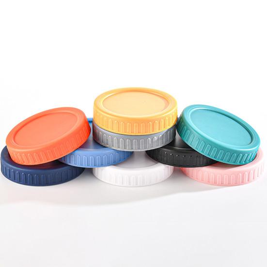 10Pcs 86MM Wide Mouth Jar Lid Silicone Seal Airtight Food Grade BPA Free Heavy Duty Leak-proof Colorful Universal Round Cup Can Cover