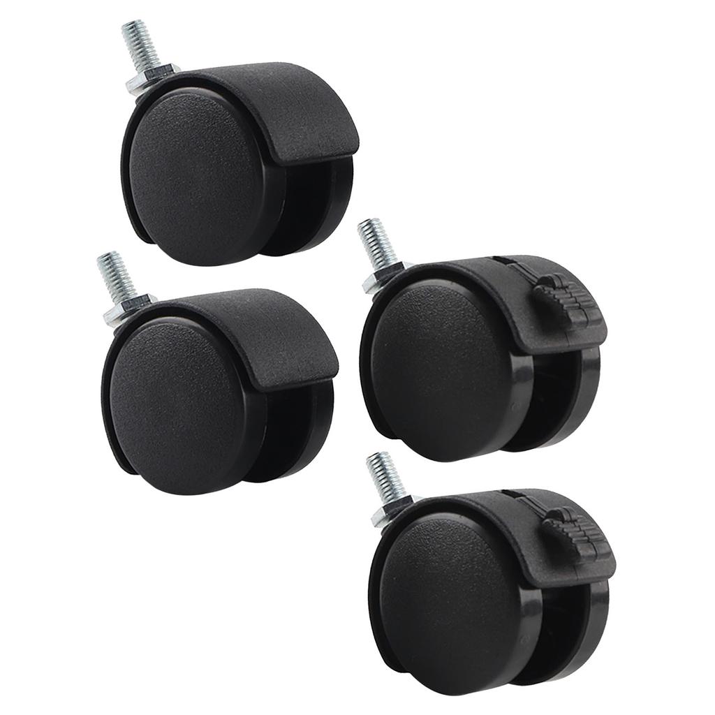 4 шт. поворотные ролики для мебели, офисные колеса для стульев, сменные, нейлоновые, пластиковые, с тормозом, черные