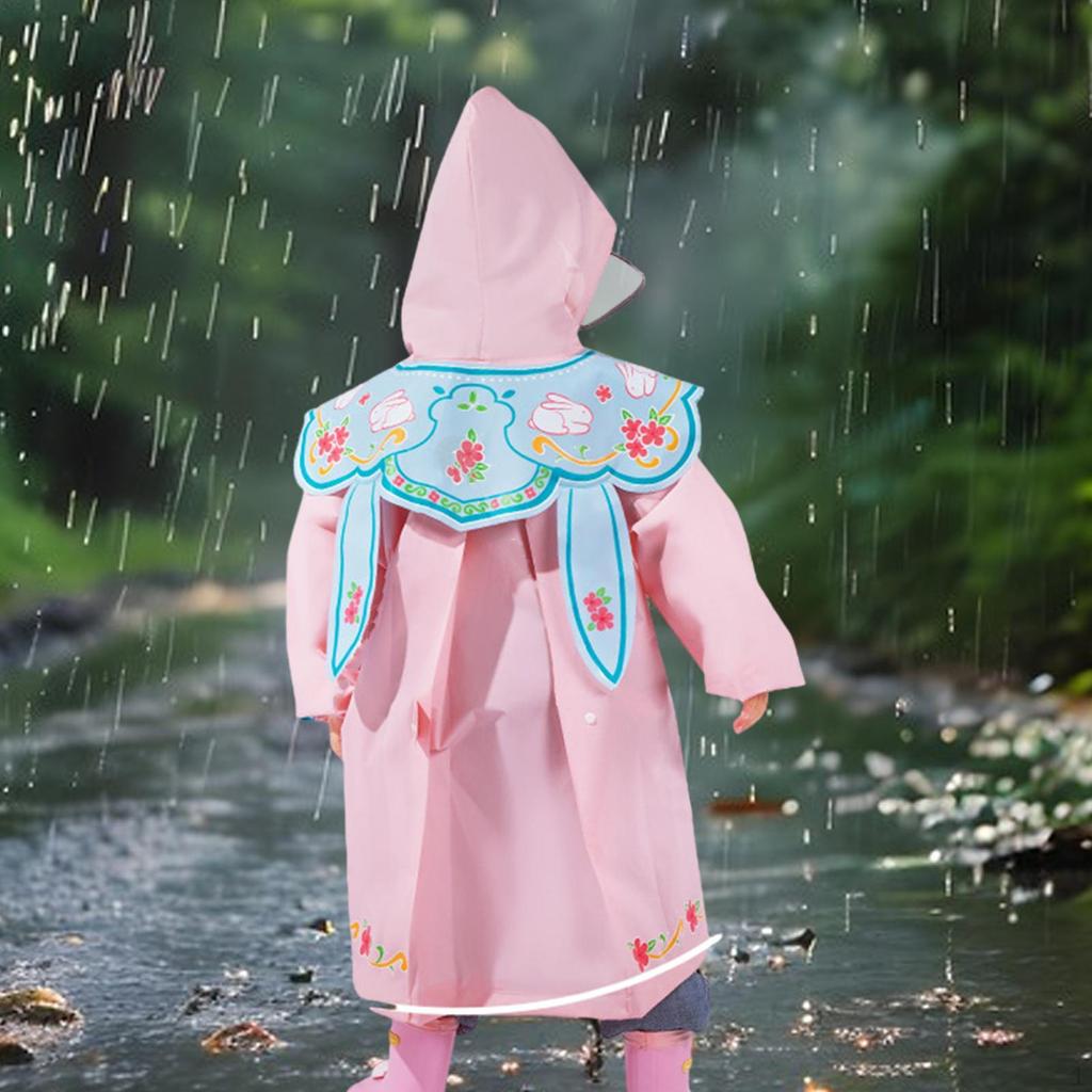 Kids Raincoat Boys Girls Rainwear Reusable Outsuit Portable Rain Poncho Hooded Cape for Summer