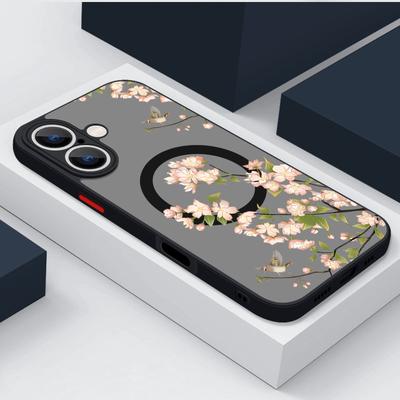 Магнитный чехол с розовыми цветами для iPhone 14 16 15 Pro Max 14 13 12 Pro 11 для беспроводной зарядки Magsafe, мягкий акриловый чехол для телефона