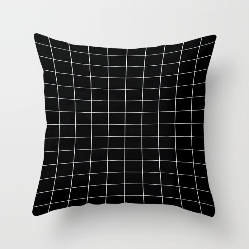Black Geometric Square Pillowcase Printing Car Sofa Office Chair Pillowcase Simple Home Decoration