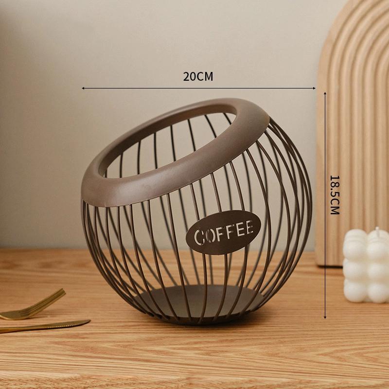 Железная корзина для хранения кофейных капсул для дома, органайзер большой вместимости, контейнер для хранения фруктов, кухонная стойка для демонстрации кофейных капсул