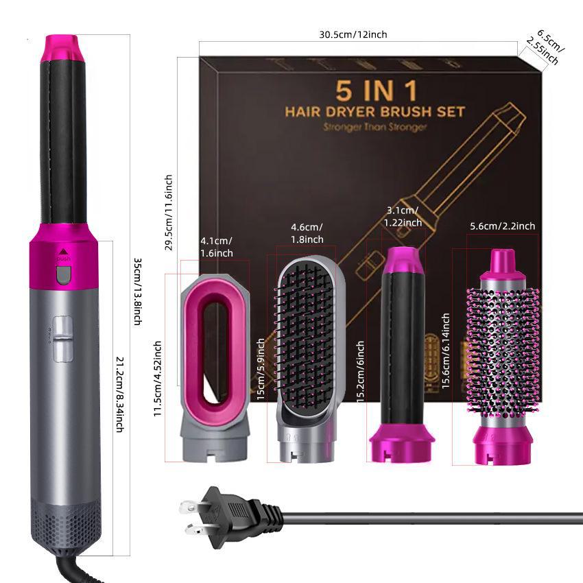 Расческа с горячим воздухом 5 в 1: Многофункциональный автоматический щипцы для завивки, выпрямитель и фен
