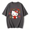 Летняя футболка с принтом Hello Kitty, короткий рукав, 100% хлопок, женская, для семейного образа, классическая модная футболка