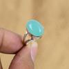 Natural Green Chalcedony Boho Promise Wedding Ring Size 7.75 925 Sterling Silver