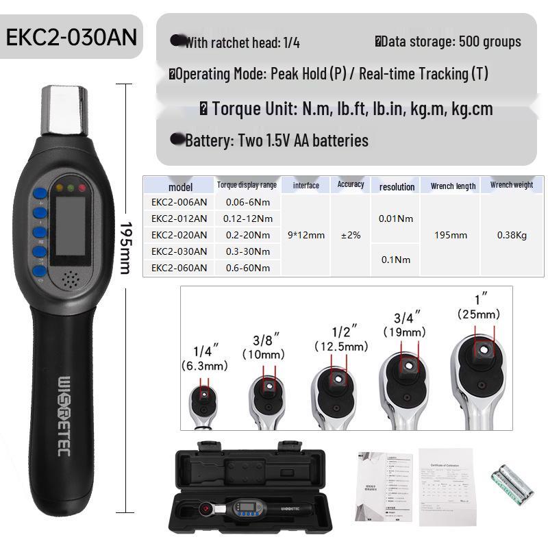 Adjustable High-Precision Digital Torque Wrench with Interchangeable Open-End Head