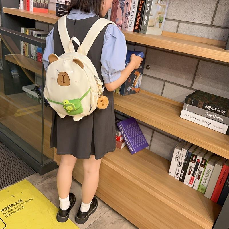 Девочки сердце милый капибара рюкзак сумка большая вместимость студенческий кампус школьная сумка девочки универсальный рюкзак для хранения
