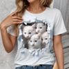 Летний топ с круглым вырезом и принтом 3D Cat, модные повседневные женские футболки с короткими рукавами
