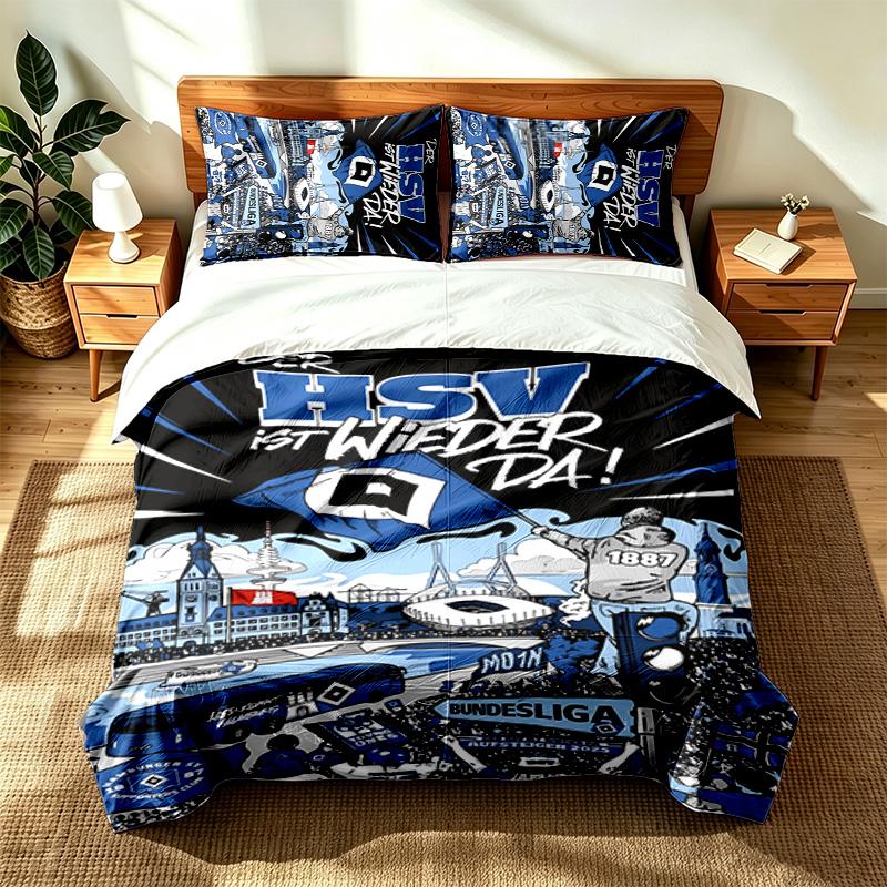 Hamburger SV (5) 3pc set suitable for master bedrooms soft and comfortable an ideal gift for family and friends Includes one duvet cover and two pillo