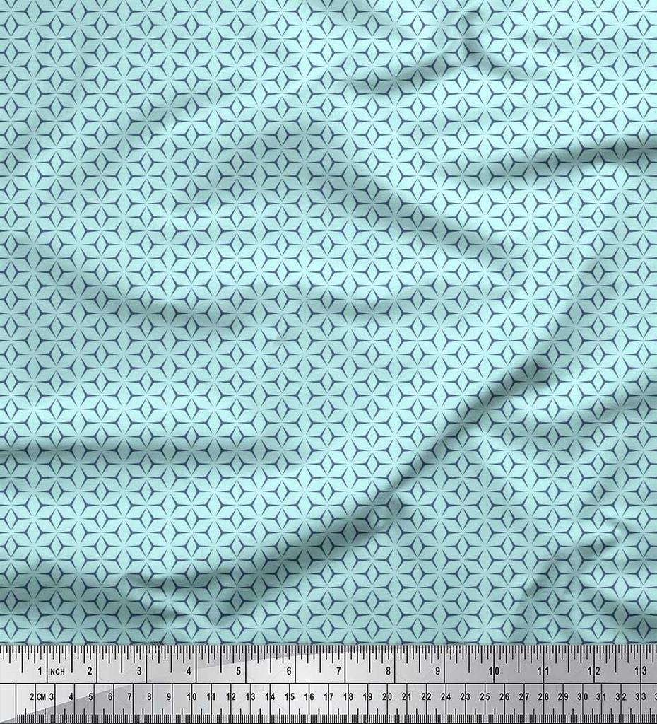 Soimoi Japan Crepe Satin Fabric Geometric Small Print Sewing Fabric Metre 42 Inch