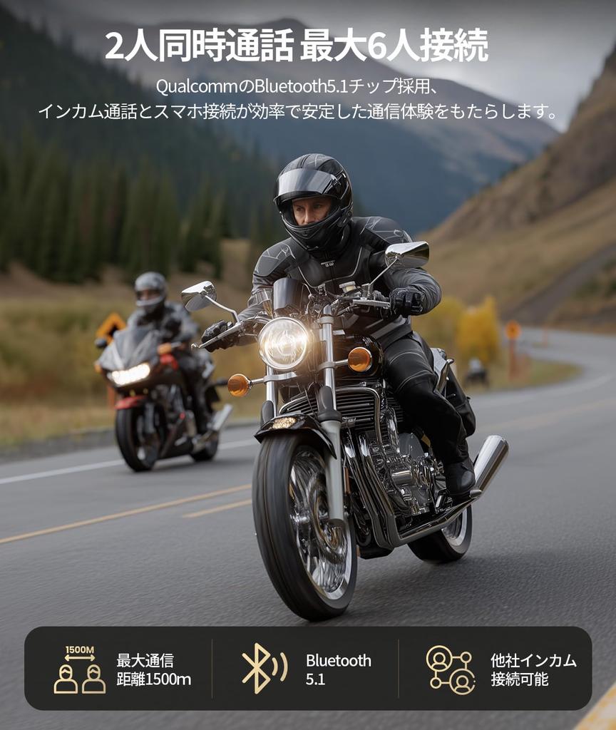 JESIMAIK R18Lite Motorcycle Simultaneous FM Music 4 Music 25 Hours of Continuous 7mm Comfortable HIFI Sound 1500m Communication Qualcomm IP67