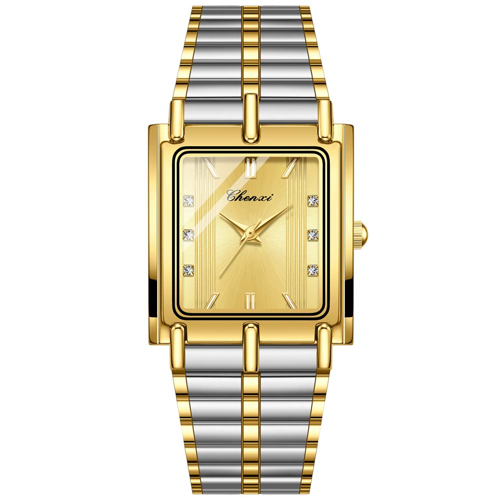 CHENXI Couple's Watches Quartz Watches Elegant Women's Square-Case Stainless Steel Watches Stylish Men's Wristwatches reloj