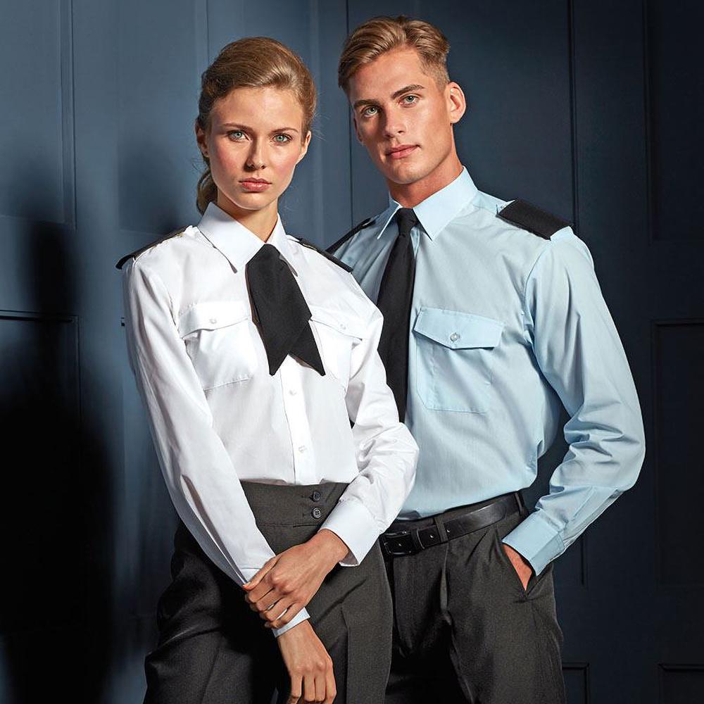 Premier Mens Long Sleeve Pilot Plain Work Shirt