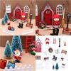 Christmas Village Gnomes And Elf Door Miniature Set Dollhouses Tabletop Decoration