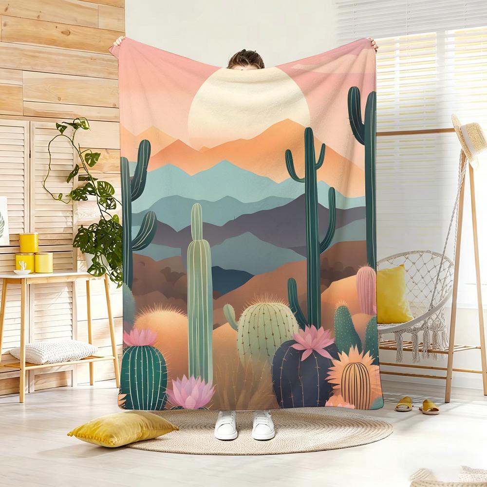 Style Desert Mood Throw Lightweight g Flannel Blanket Soft Skinfriendly for Summer Cooling