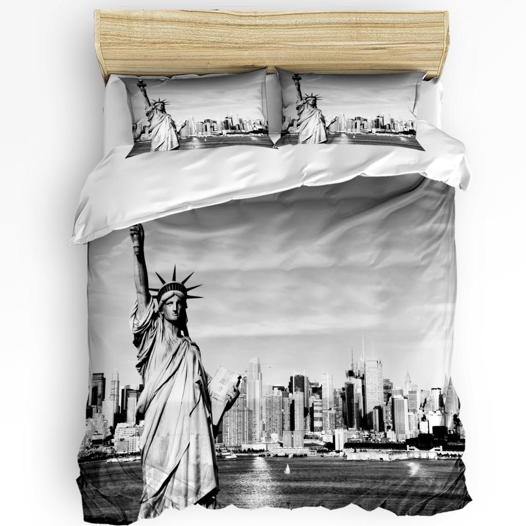 3pcs Bedding Set Grey New York City Landscape Home Textile Duvet Cover Pillow Case Boy Kid Teen Girl Bedding Covers Set