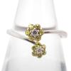 [Pre-owned] VENDOME K18WG Diamond/Peridot Flower Ring/Size 11/j95-1