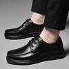 Деловая повседневная кожаная обувь из первого слоя коровьей кожи на шнуровке, на одном педале, в британском стиле, модная, резиновая нескользящая платформа, кожаная обувь