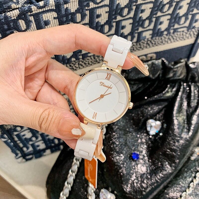 Ladies Watch Women'S Trend Fashion White Ceramic Strap Watch Simple Temperament Women'S Watch