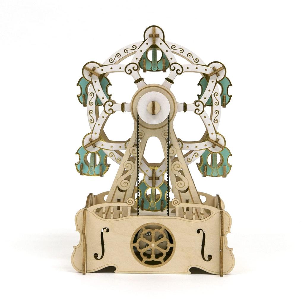Музыкальная шкатулка Колесо обозрения Деревянная 3D-головоломка Набор для творчества «Сделай сам», которым могут наслаждаться дети младшего школьного возраста и взрослые Образовательная игрушка для мальчиков и
