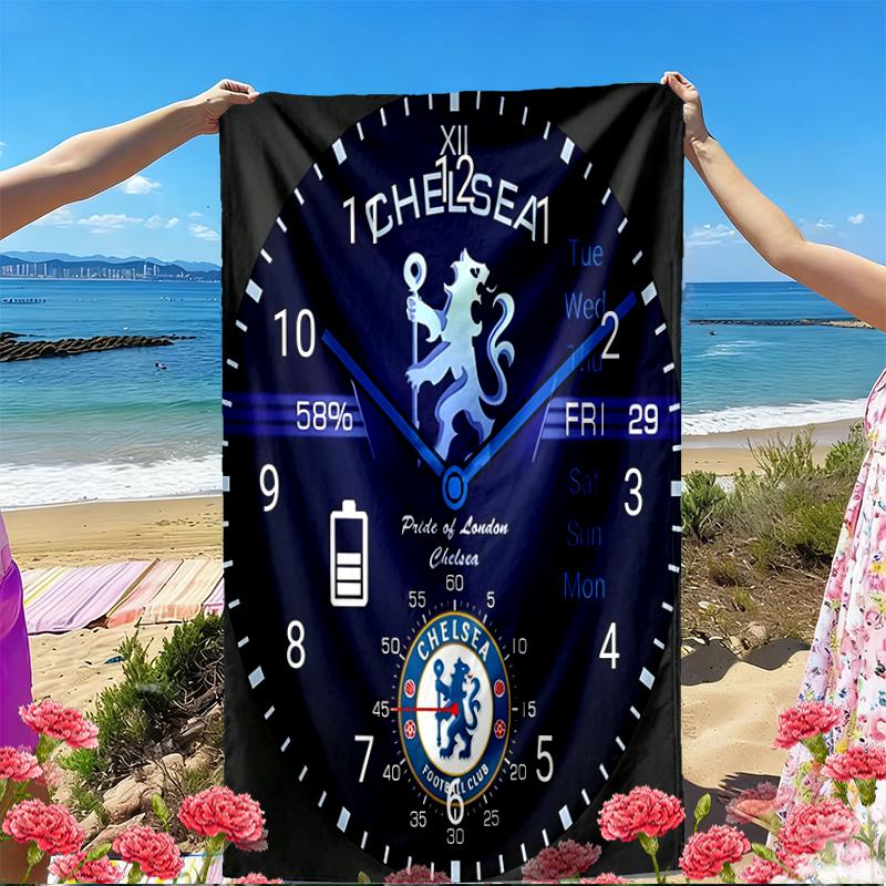 football club.C Print Beach Towel, Versatile Lightweight Absorbent Beach Towel for Pool Surf Yoga Bathroom, Perfect Birthday Holiday Gift