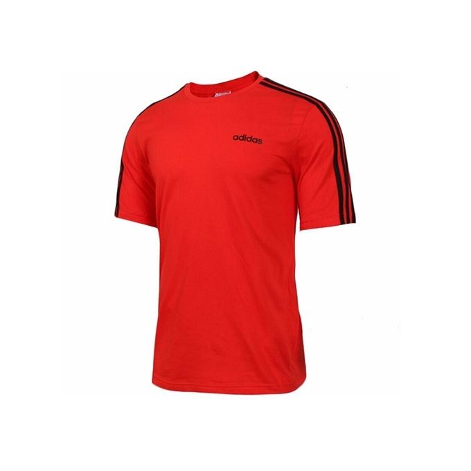 Adidas Classic 3-Stripes Training Sports Round Neck Short Sleeve T-Shirt Men Tops Red DU0444