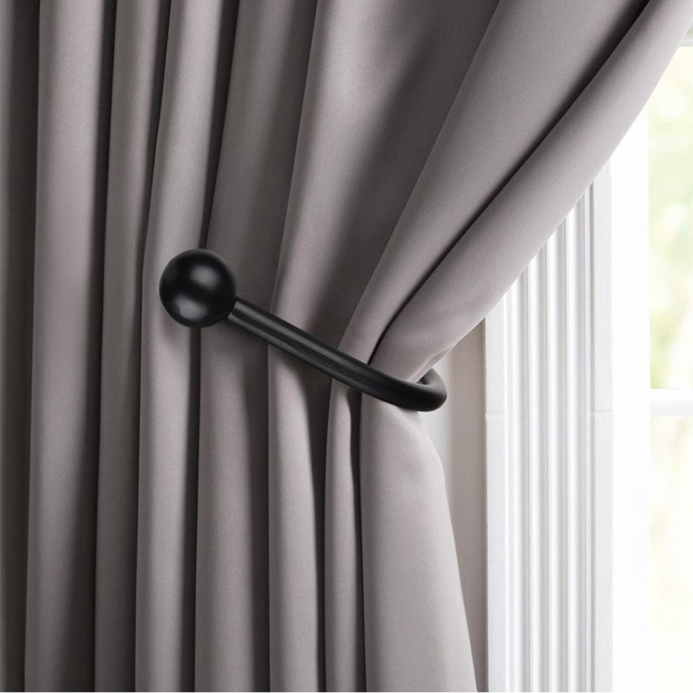 Curtain Holdbacks with Screws for Living Room Bedroom Bathroom, Black