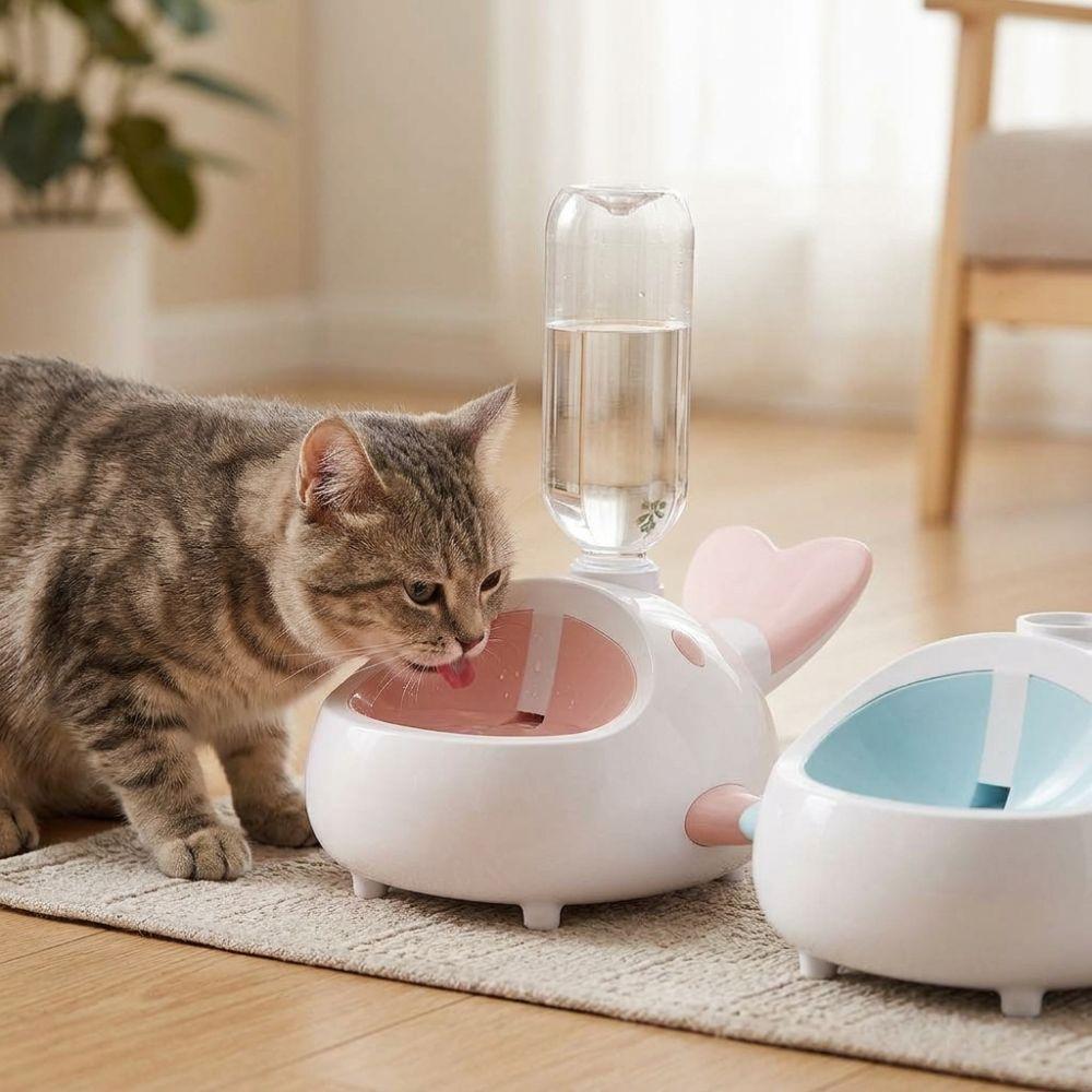 Non-Slip Cat Gravity Water Dispenser Whale-Shaped Pet Drinking Station  Daily Drinking