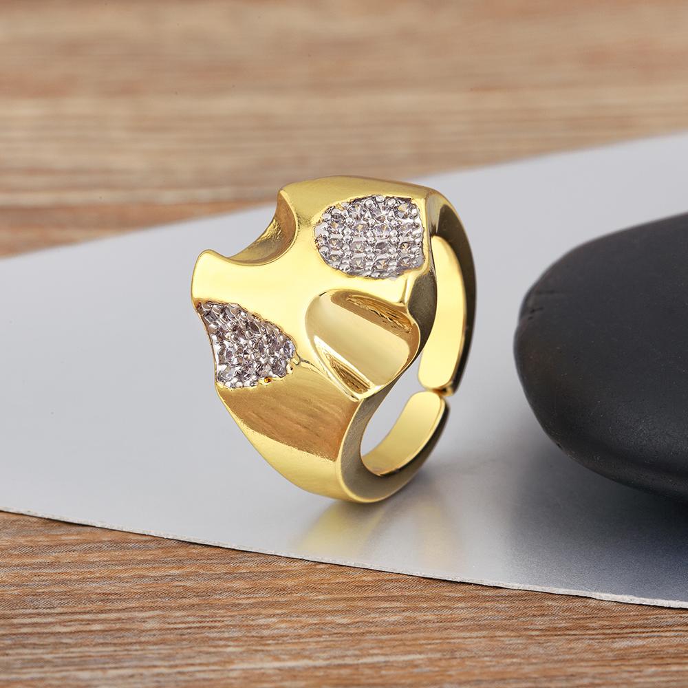 Nidin New Popular Irregular Geometric Zircon Charm Open Rings Adjustable 3 Styles For Women Men Finger Jewelry Creative Gifts