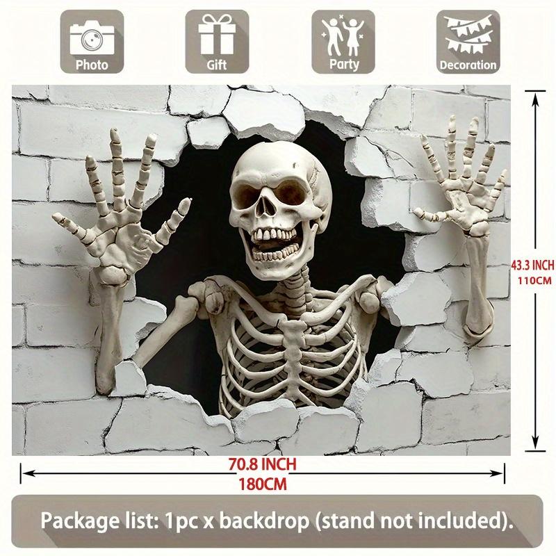 Party Backdrop Halloween Skeleton Spooky Realistic Event Photo Background Party Decor
