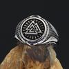 Wind+stainless Steel Norwegian Totem Viking Triangle Character Vintage Ring Men's Jewelry