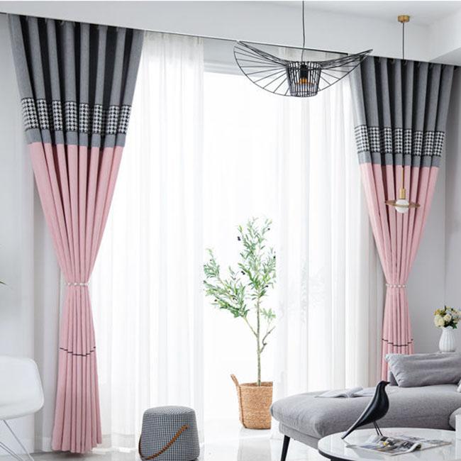 Шторы «гусиные лапки» для спальни, затемняющие гостиную, двойные открытые домашние эркеры, сплошной цвет, карниз для штор