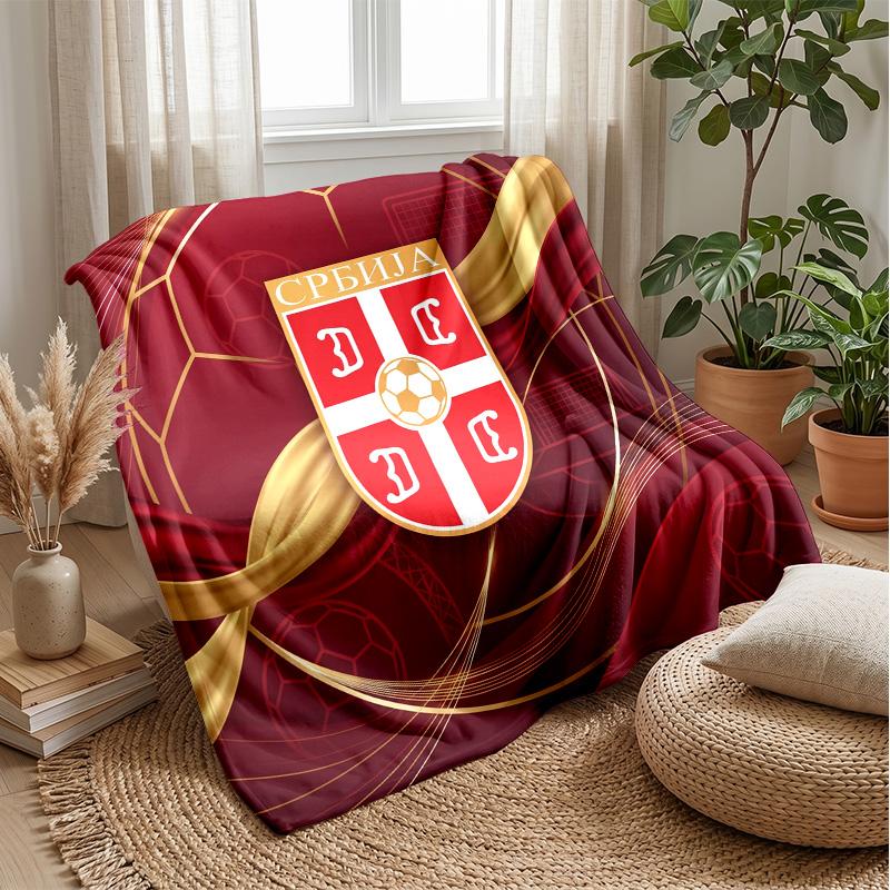 Serbia Printed Flannel Blanket Skin Friendly Warm Decorative Throw for Indoor Couch Bed Daily Use