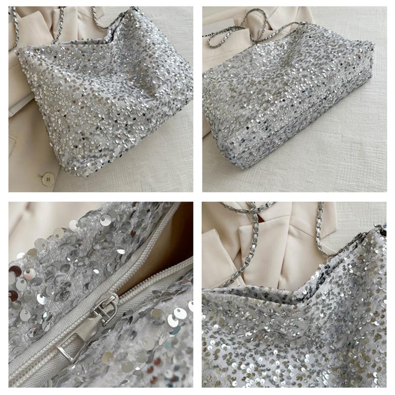 Вместительная сумка через плечо для женщин с блестками, сумка-хобо однотонная, сумка кроссбоди, модная сумка под мышкой для работы, путешествий, шопинга AVE