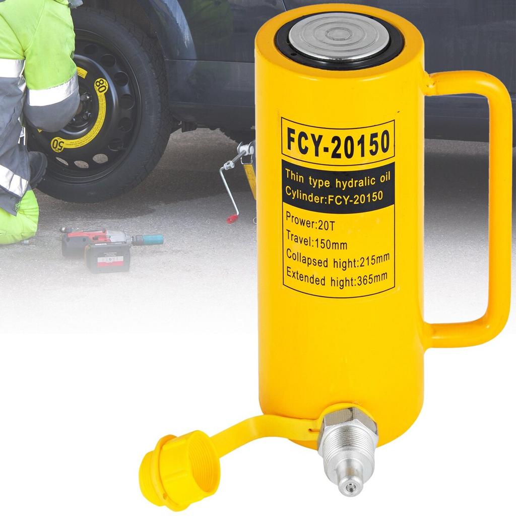 Hydraulic Cylinder Jack, 20 Ton Solid Ram Hydraulic Cylinder, 6 Inch Stroke Single Acting Hydraulic Cylinder, with Quick Connector Portable Hydraulic
