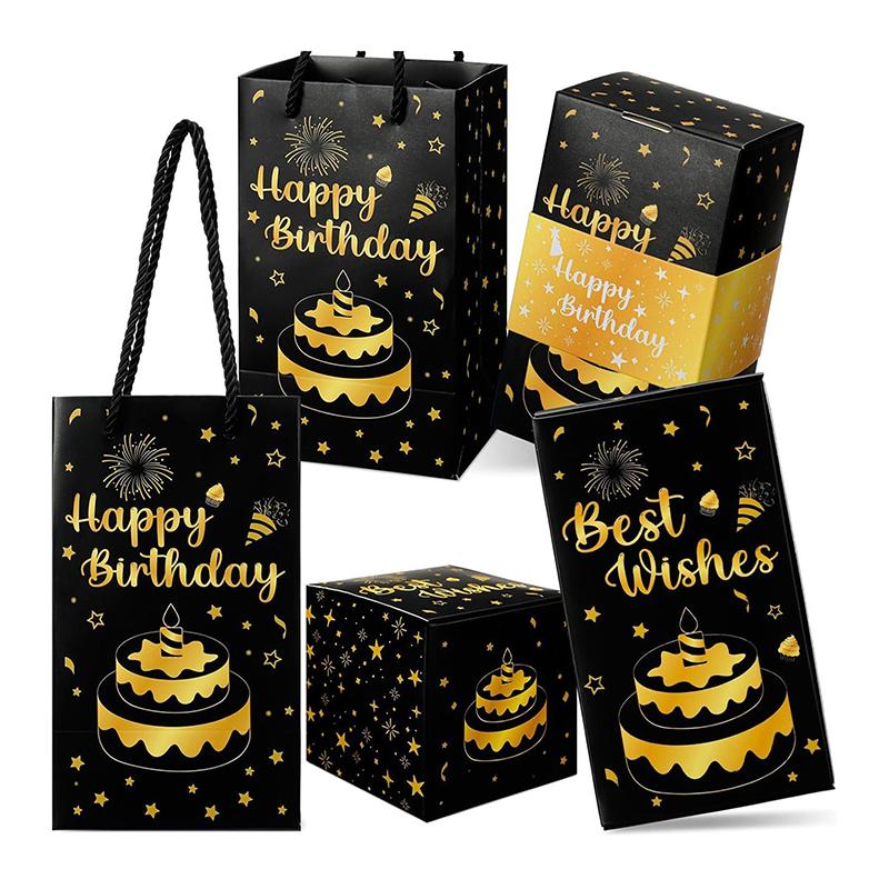 10Pcs Folding Explosion Surprise Gift Boxes Black Gold Bounce Surprise Gift Box Bouncing Box Valentine'S Day Gift