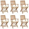 Foldable Garden Chairs 6 pcs with Cushions Solid Acacia Wood