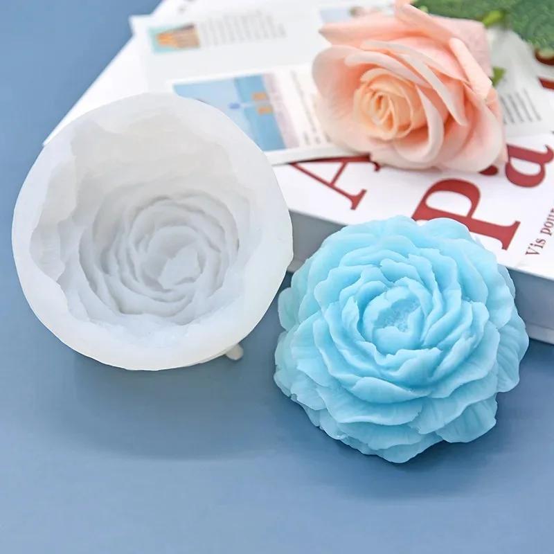 3D Peony Silicone Candle Mold Food Grade Flower Mold DIY Handmade Creative Flower Aromatherapy Plaster Resin Soap Making Supplie