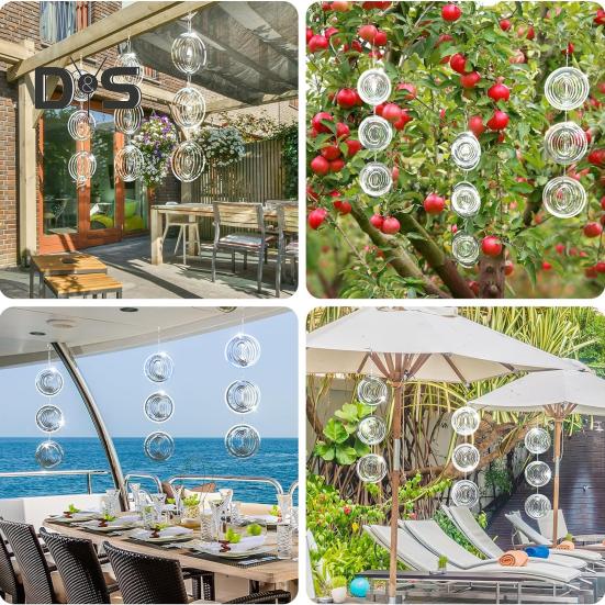 3/6/9Pcs Wind Chime Pendant Outdoor Decoration Birdproofing Shiny Bird Protection Solution Windmill Reflectors